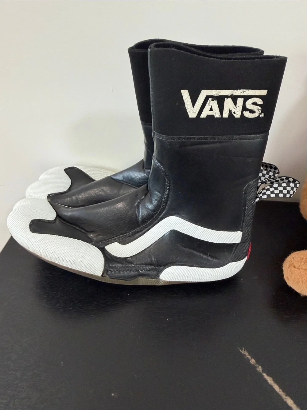 Vans Black High-Top surf booties with Red Logo